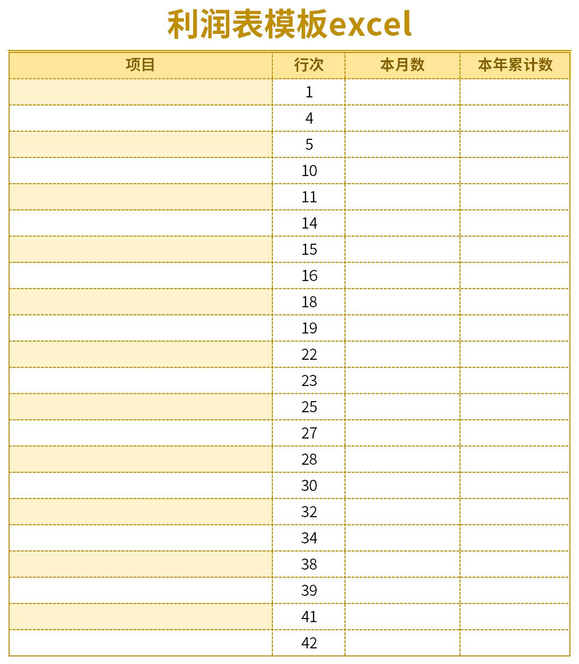 利润表模板Excel