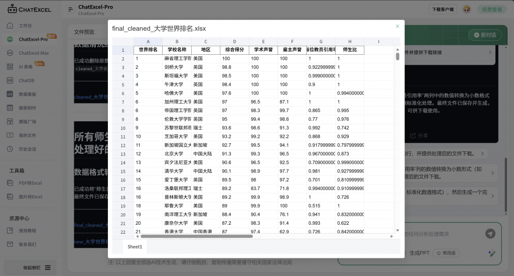 酷表ChatExcel电脑版